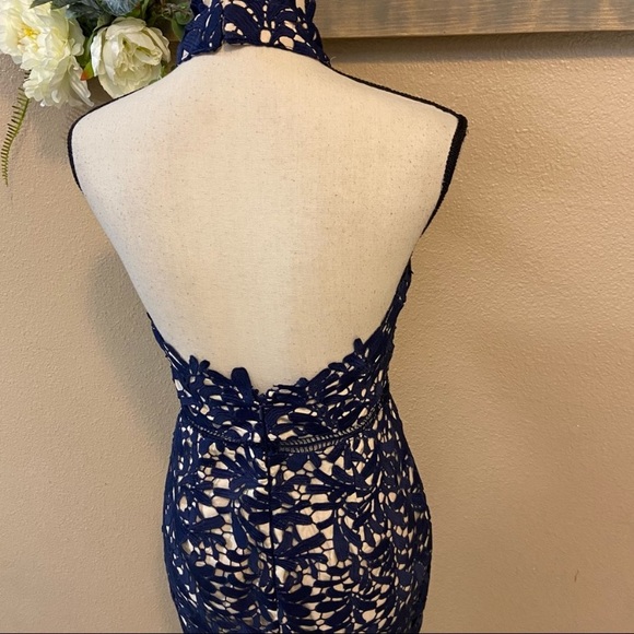 NWOT Lulus Divine Destiny Navy Blue Lace Midi Dress - Picture 5 of 17